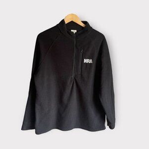 NRA 1/4 Zip Up Pullover Black Sweatshirt woth Zip pocket Size Large‎